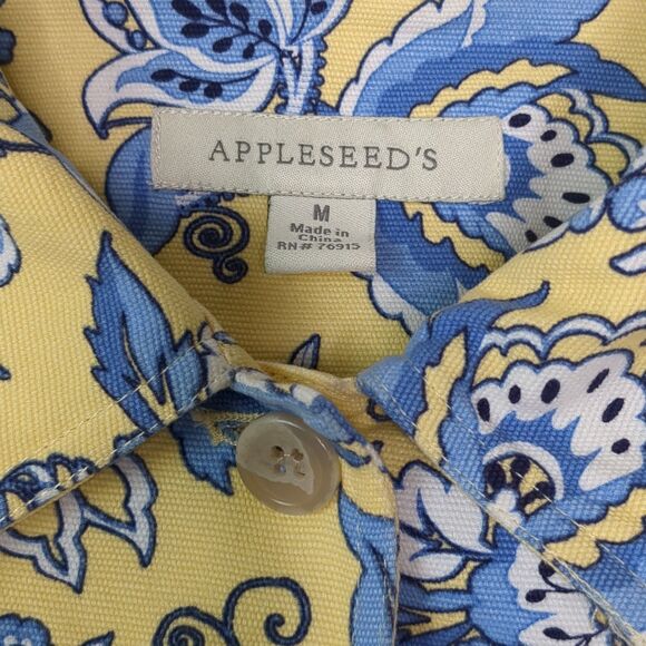 Appleseeds Cotton Blazer Yellow and Blue Floral Jacket Women's Size M - Picture 4 of 6